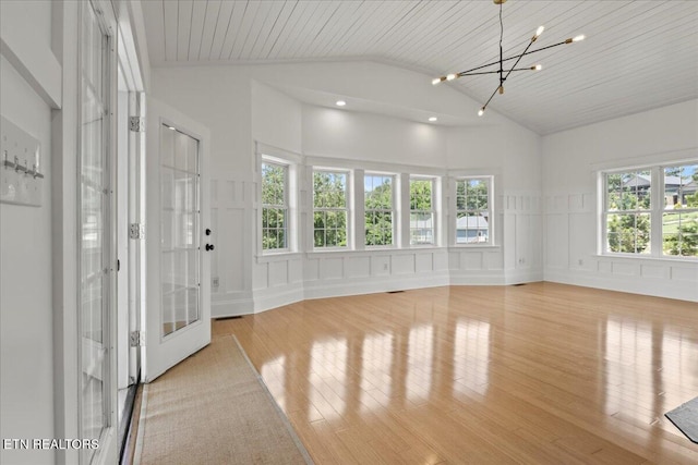 309 Southshore Dr, Greenback, TN 37742 - unfurnished sunroom featuring a chandelier and lofted ceiling