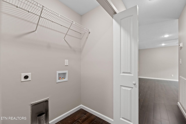 109 Ivy Ln, Oak Ridge, TN 37830 - laundry area featuring hookup for a washing machine, hookup for an electric dryer, dark wood finished floors, and recessed lighting