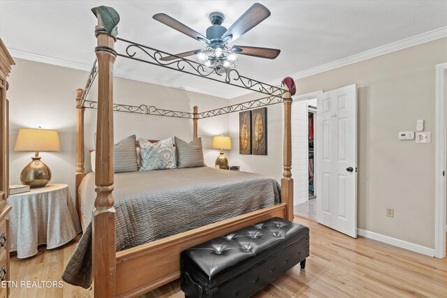 109 Cheeskogili Way, Loudon, TN 37774 - bedroom featuring crown molding, baseboards, light wood-type flooring, and a ceiling fan