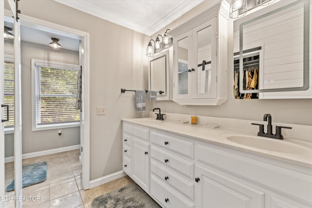 109 Cheeskogili Way, Loudon, TN 37774 - bathroom with double vanity, crown molding, and baseboards