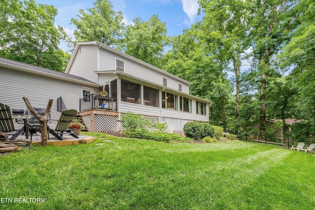 109 Cheeskogili Way, Loudon, TN 37774 - back of property with a sunroom, a patio area, and a wooden deck