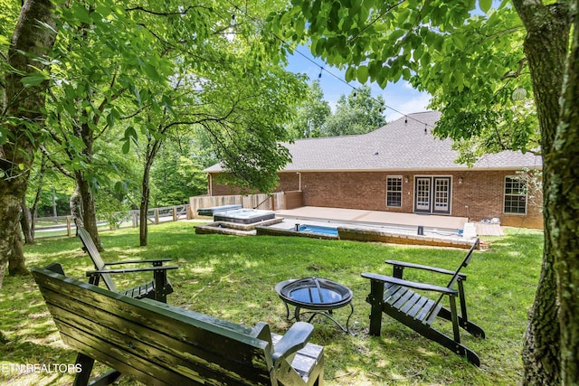 11514 Dobe Way, Knoxville, TN 37932 - view of yard with an outdoor fire pit, french doors, and a patio