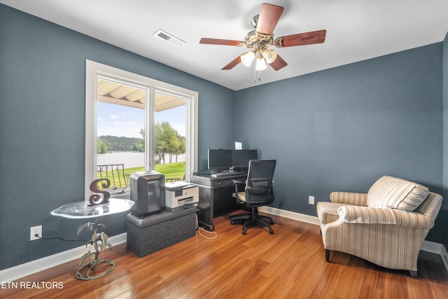 325 Pineberry Dr, Vonore, TN 37885 - office with a ceiling fan, wood finished floors, and baseboards