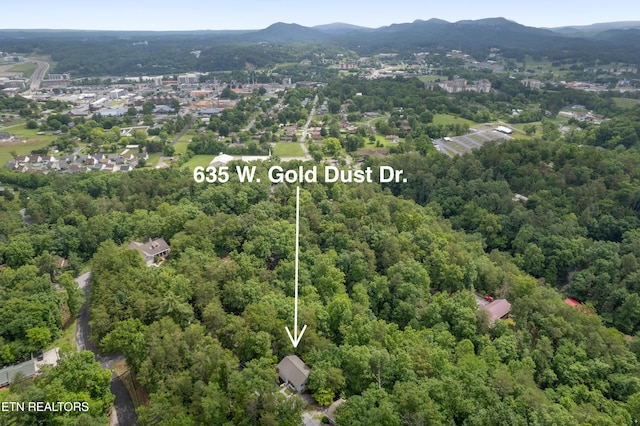 635 Gold Dust Dr, Pigeon Forge, TN 37863 - drone / aerial view of a mountain backdrop and a heavily wooded area
