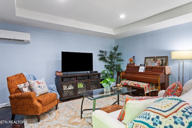 120 Kingdom Ln, Walland, TN 37886 - living area featuring a wall unit AC, a raised ceiling, recessed lighting, and baseboards