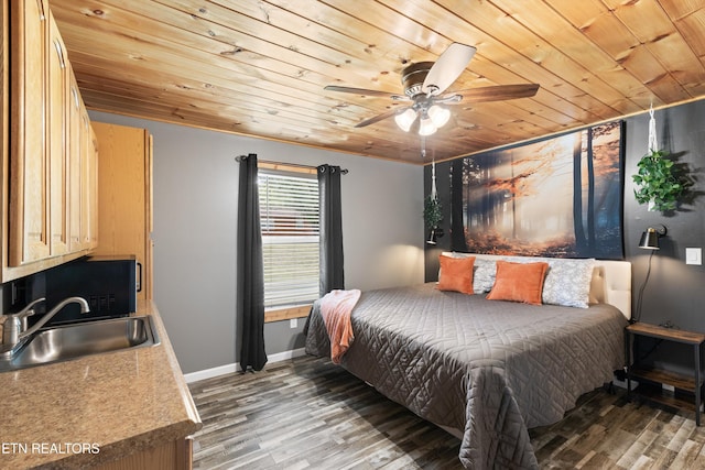 1159 Ditney Ln, Sevierville, TN 37876 - bedroom featuring a sink, wood ceiling, wood finished floors, and baseboards