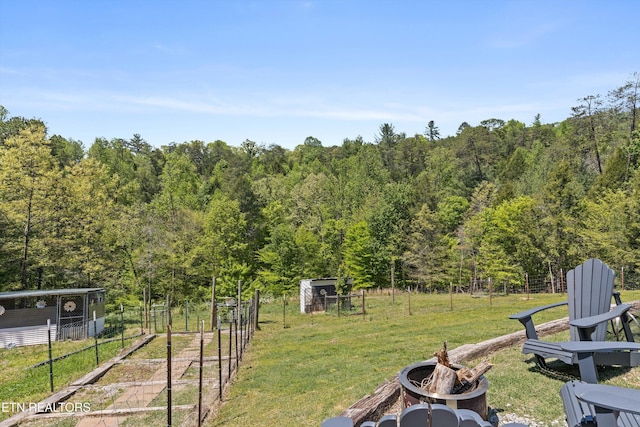 1159 Ditney Ln, Sevierville, TN 37876 - view of yard with a fire pit, a view of trees, and a garden
