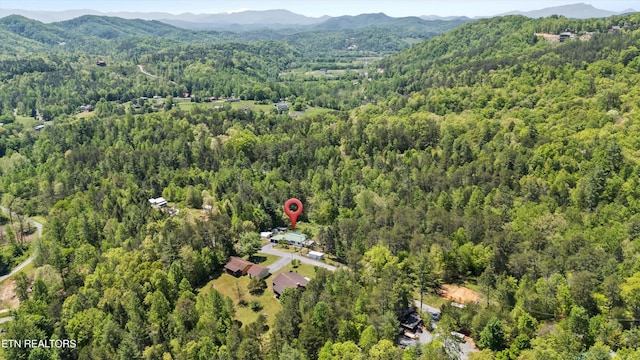 1159 Ditney Ln, Sevierville, TN 37876 - aerial view of property's location featuring a heavily wooded area and a mountain backdrop