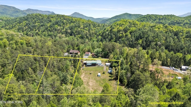 1159 Ditney Ln, Sevierville, TN 37876 - view of property location featuring a forest, a mountain backdrop, and property parcel outlined