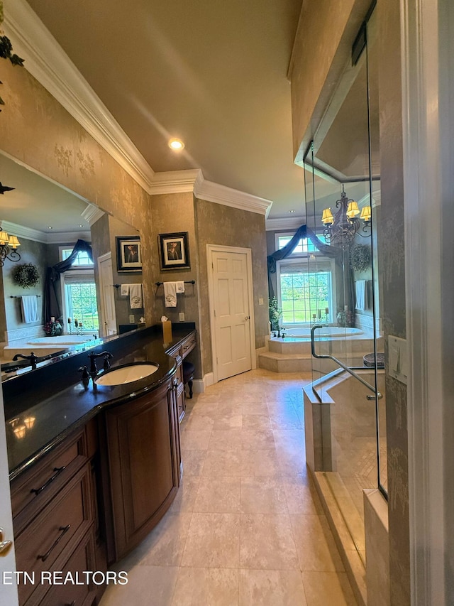 109 Divot Pl, Tazewell, TN 37879 - bar area featuring crown molding, a chandelier, and a sink