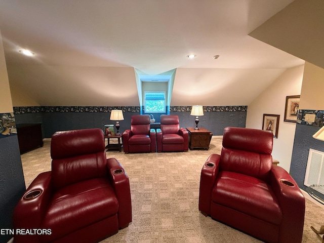 109 Divot Pl, Tazewell, TN 37879 - home theater featuring carpet and vaulted ceiling