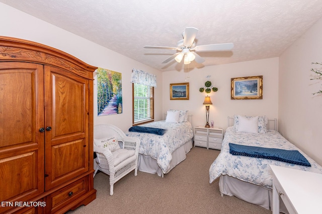 2368 Governors Ct, Maryville, TN 37801 - bedroom with light carpet, a textured ceiling, and ceiling fan
