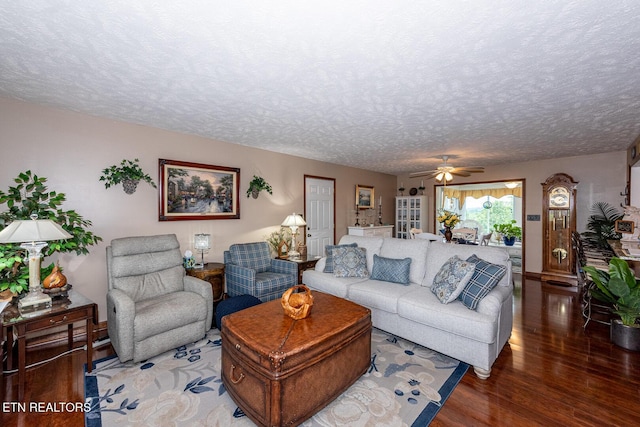 2368 Governors Ct, Maryville, TN 37801 - living room with a ceiling fan, wood finished floors, and a textured ceiling