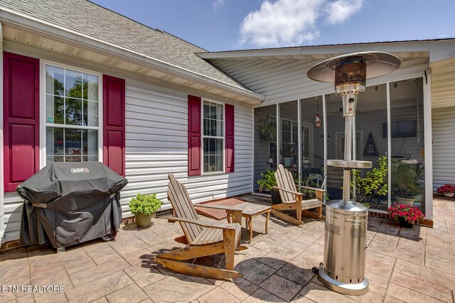 111 Ellis St, Vonore, TN 37885 - view of patio featuring grilling area and a sunroom