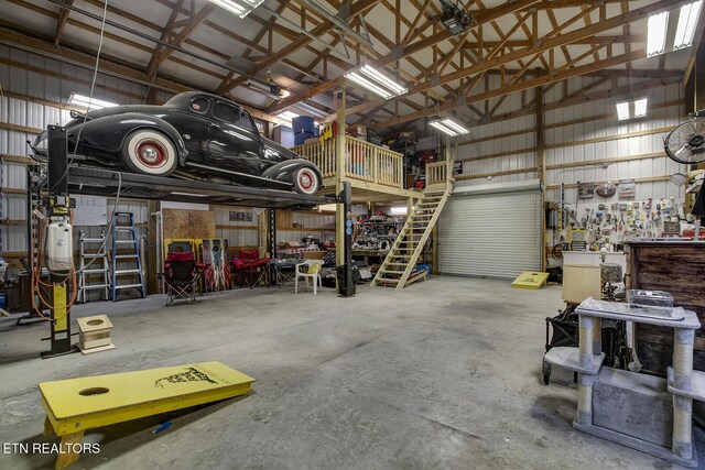 111 Ellis St, Vonore, TN 37885 - garage with a workshop area and metal wall