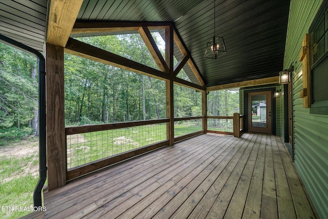 191 Creekview Ct, Jamestown, TN 38556 - unfurnished sunroom featuring lofted ceiling