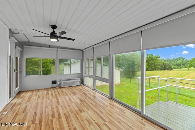 321 Ailey Rd, Dandridge, TN 37725 - unfurnished sunroom with a ceiling fan and a wall mounted air conditioner
