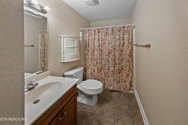 4411 Waldon Pond, Corryton, TN 37721 - bathroom with vanity, tile patterned floors, toilet, a textured wall, and baseboards