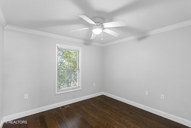 6305 Glen Eagle Ln, Knoxville, TN 37921 - unfurnished room featuring dark wood-type flooring, a ceiling fan, baseboards, and crown molding