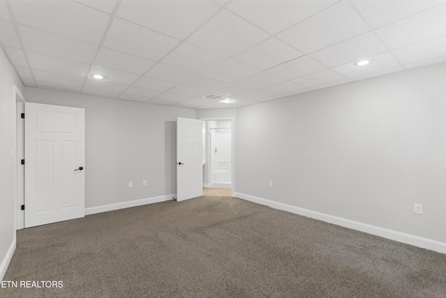 6305 Glen Eagle Ln, Knoxville, TN 37921 - empty room with carpet floors, a drop ceiling, baseboards, and recessed lighting