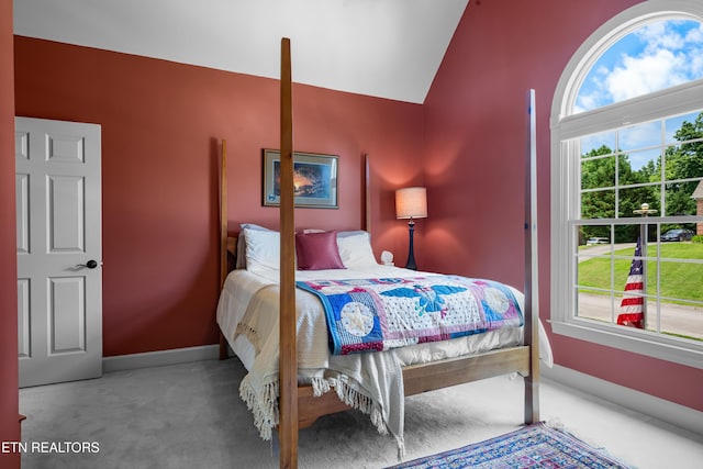 12912 Long Ridge Rd, Knoxville, TN 37934 - bedroom featuring carpet floors, vaulted ceiling, and baseboards