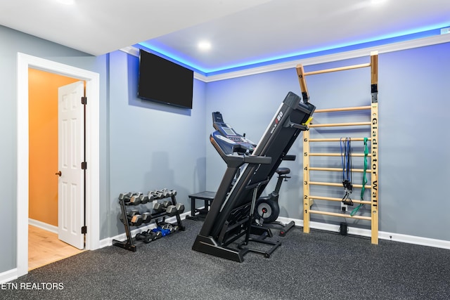 12912 Long Ridge Rd, Knoxville, TN 37934 - exercise room with baseboards and recessed lighting