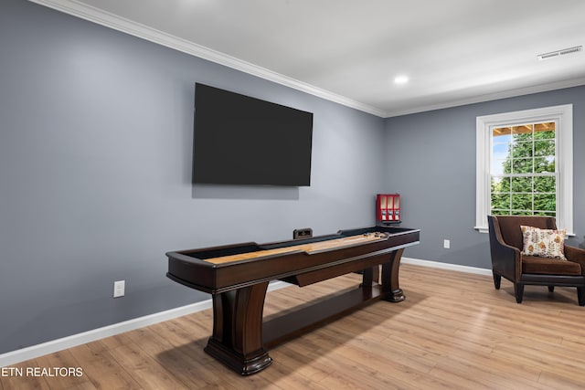 12912 Long Ridge Rd, Knoxville, TN 37934 - playroom featuring ornamental molding, baseboards, light wood-style flooring, and recessed lighting