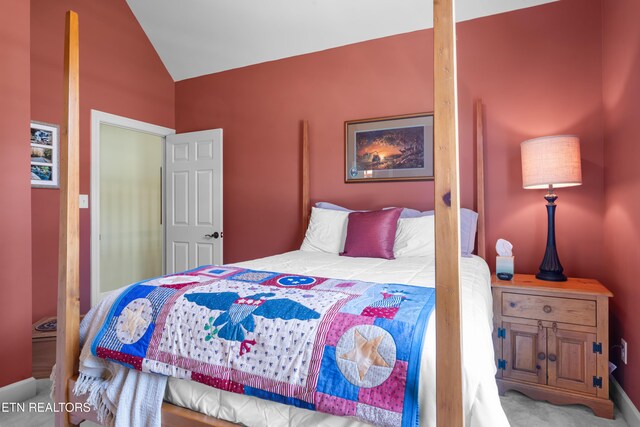 12912 Long Ridge Rd, Knoxville, TN 37934 - bedroom featuring vaulted ceiling, carpet flooring, and baseboards