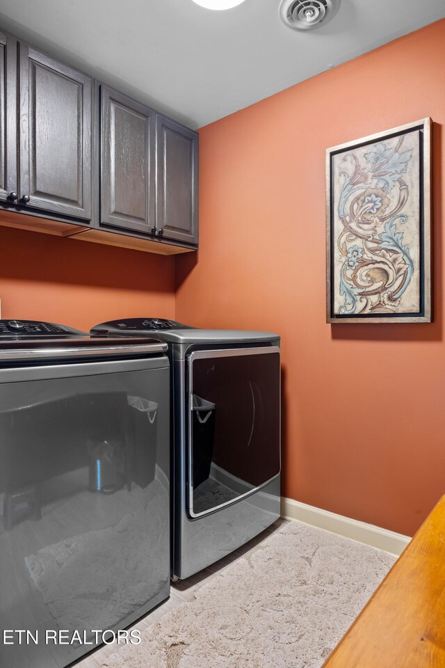 12912 Long Ridge Rd, Knoxville, TN 37934 - washroom with cabinet space, separate washer and dryer, and baseboards