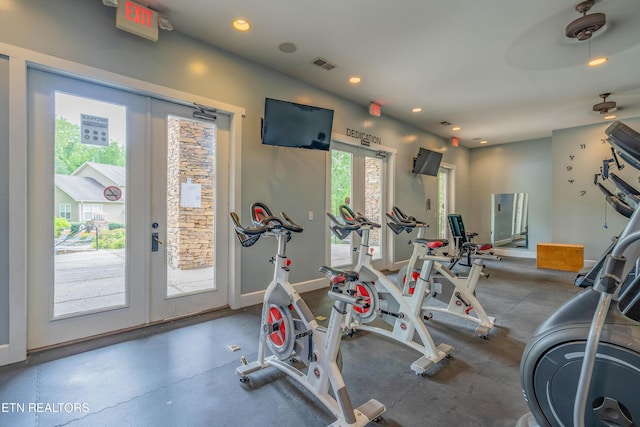 3950 Cherokee Woods Way Unit 105, Knoxville, TN 37920 - workout area featuring french doors, recessed lighting, and baseboards