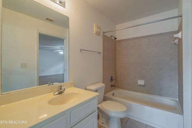 3950 Cherokee Woods Way Unit 105, Knoxville, TN 37920 - bathroom featuring bathing tub / shower combination, vanity, tile patterned flooring, and toilet