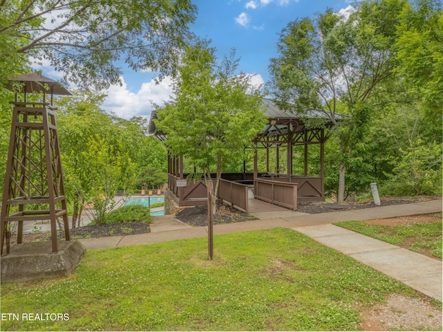 3950 Cherokee Woods Way Unit 105, Knoxville, TN 37920 - view of green lawn featuring a gazebo and an outdoor pool