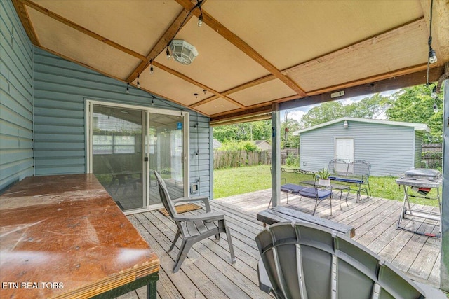 613 Victory St, Knoxville, TN 37919 - wooden terrace with an outdoor structure