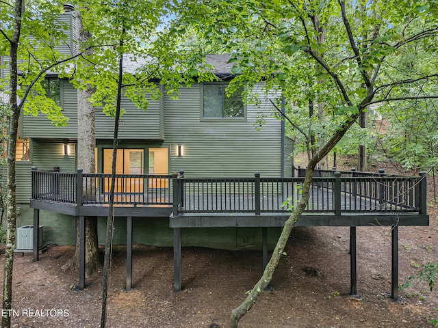 9501 E Aiken Ln, Knoxville, TN 37922 - rear view of house featuring a deck and cooling unit