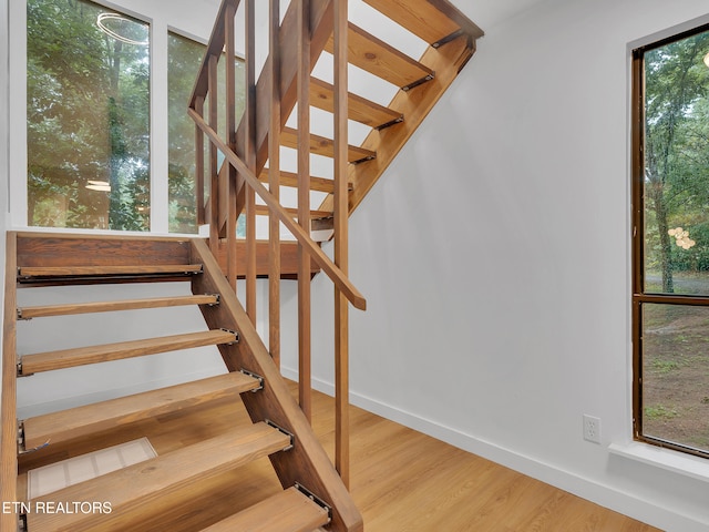 9501 E Aiken Ln, Knoxville, TN 37922 - stairs featuring wood finished floors and baseboards