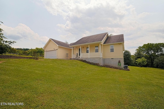 773 Harvest Meadows Dr, Kodak, TN 37764 - view of front facade featuring a porch, a front yard, and central AC unit