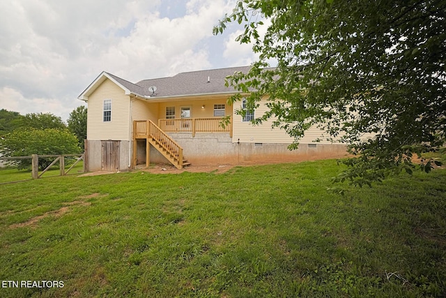 773 Harvest Meadows Dr, Kodak, TN 37764 - back of property featuring stairway, crawl space, and a deck