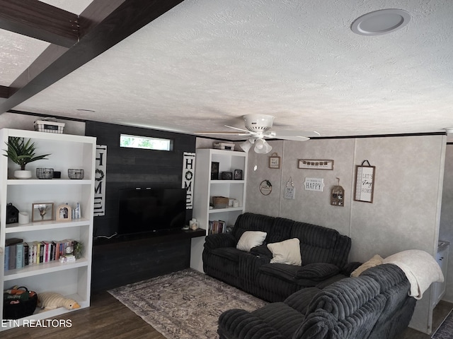 437 Clint Williams Rd, Rutledge, TN 37861 - living area featuring a textured ceiling, wood finished floors, and a ceiling fan