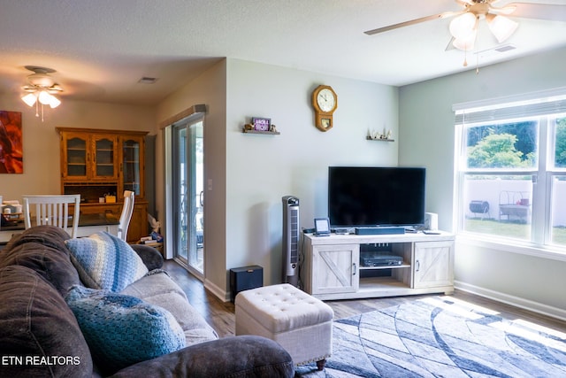 5049 Cottonseed Way, Morristown, TN 37813 - living area featuring a ceiling fan, baseboards, and wood finished floors