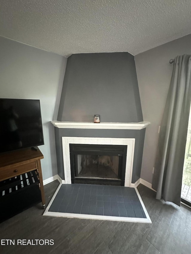 365 Moytoy Rd Unit 103, Crab Orchard, TN 37723 - detailed view of a fireplace, wood finished floors, and a textured ceiling
