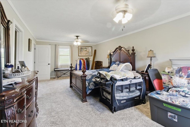 573 Patterson Rd, Harrogate, TN 37752 - bedroom featuring light colored carpet, ornamental molding, and ceiling fan