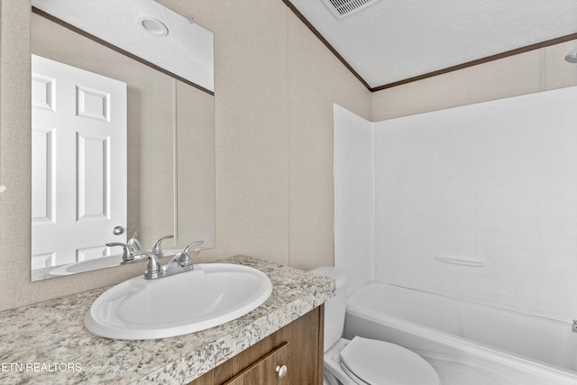2000 Velma Rd, Athens, TN 37303 - full bath featuring vanity, toilet, bathing tub / shower combination, and ornamental molding