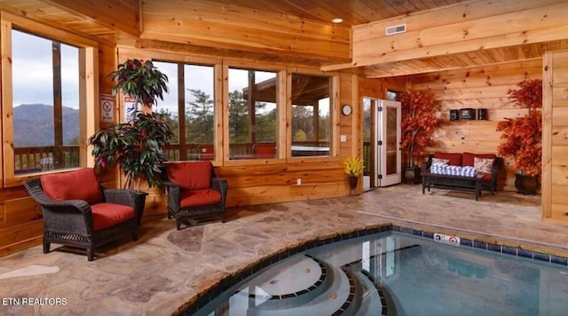 2456 Hackberry Dr, Sevierville, TN 37862 - sunroom featuring plenty of natural light, a mountain view, and french doors