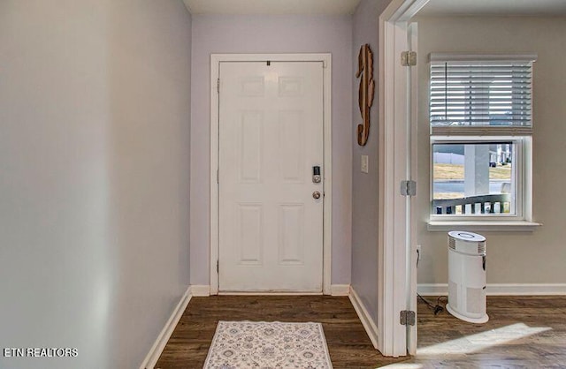 812 Greene Meadow Dr, Talbott, TN 37877 - foyer entrance with dark wood-type flooring and baseboards