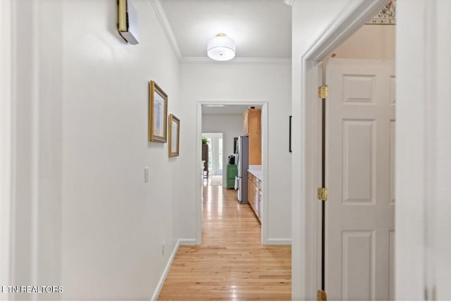4151 Cave Springs Rd, Tazewell, TN 37879 - corridor with light wood-style floors, ornamental molding, and baseboards