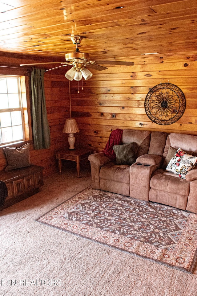 2277 Old Wolf River Rd, Jamestown, TN 38556 - living room with ceiling fan and carpet flooring