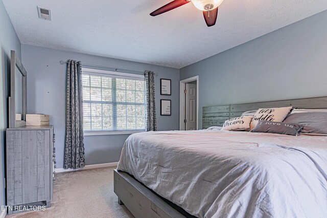 117 Maltese Ln, Oak Ridge, TN 37830 - bedroom with carpet floors, baseboards, a ceiling fan, and a textured ceiling