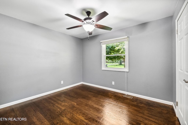 9005 Carlton Cir, Knoxville, TN 37922 - empty room with baseboards, dark wood-style floors, and ceiling fan