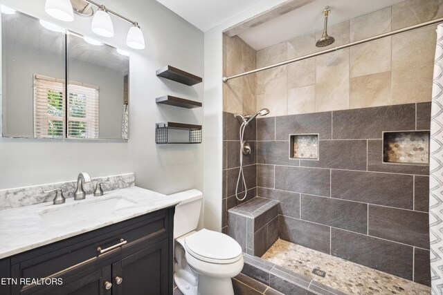 9005 Carlton Cir, Knoxville, TN 37922 - full bathroom featuring vanity, toilet, and tiled shower
