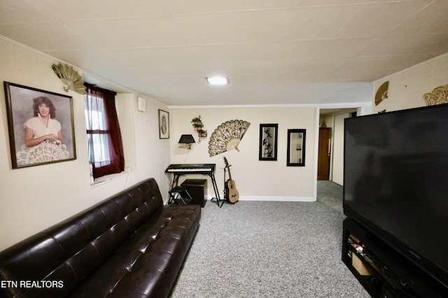 2645 Mountain View Dr, Morristown, TN 37814 - carpeted living area with crown molding